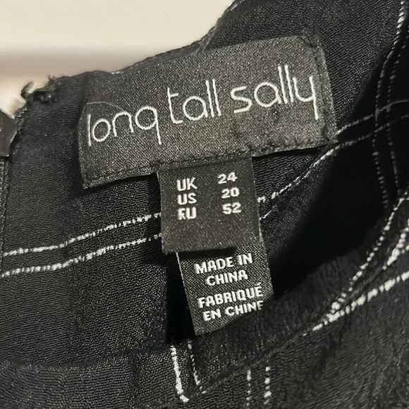 Long Tall Sally Black Dress Twist Detail Check Woven Plus Size 20 - Picture 4 of 9